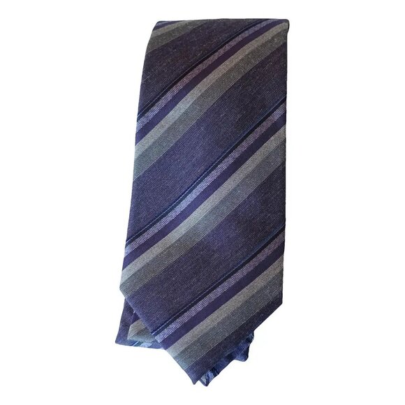 KENNETH COLE REACTION Purple Titan Stripe Silk Blend Slim Tie - Picture 1 of 3